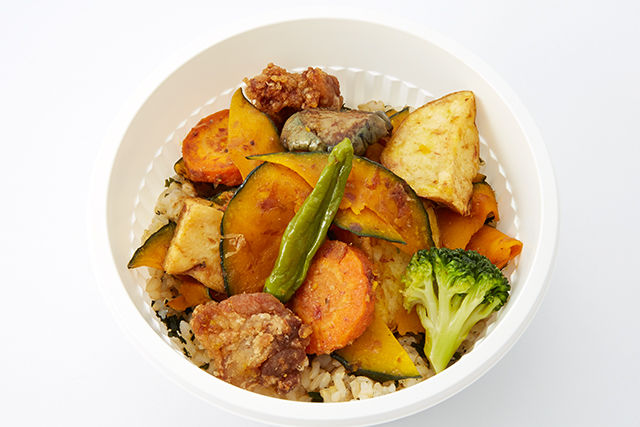 玄米ジャコわかめごはんと野菜丼